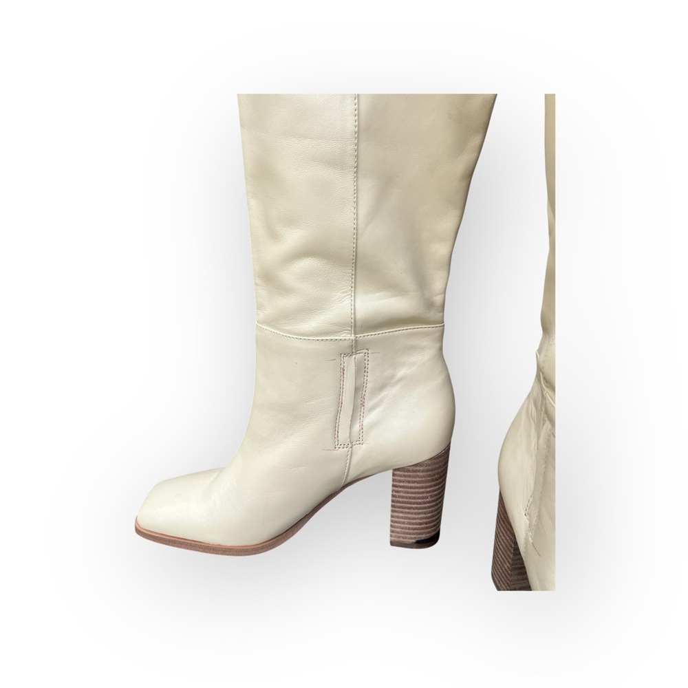 Sam Edelman Cream Knee-High Leather Boots 3.25” heels - Picture 3 of 15